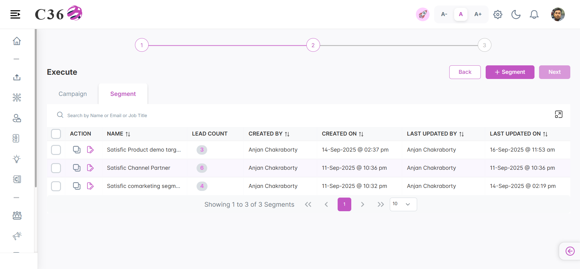 Segment List for Email